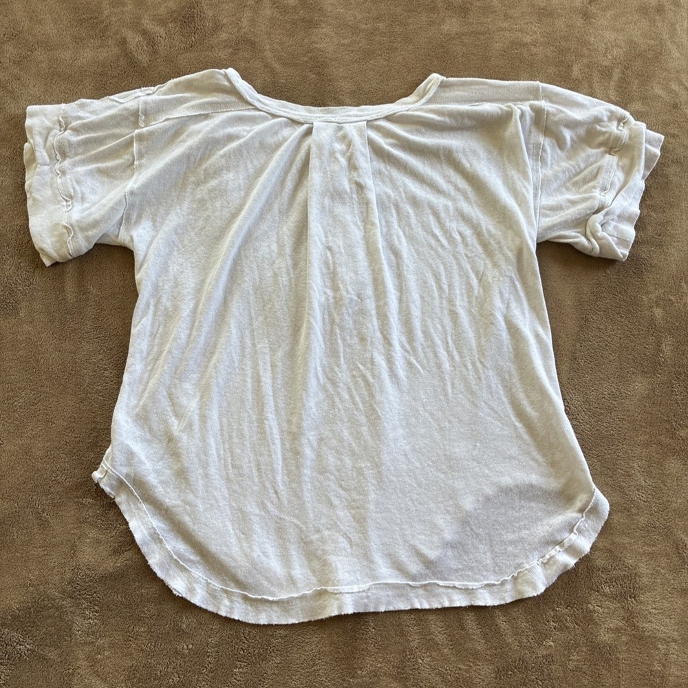 Free People Women's Top Medium Cream Heritage Slub Henley Granola Girl Oversized - Picture 12 of 14